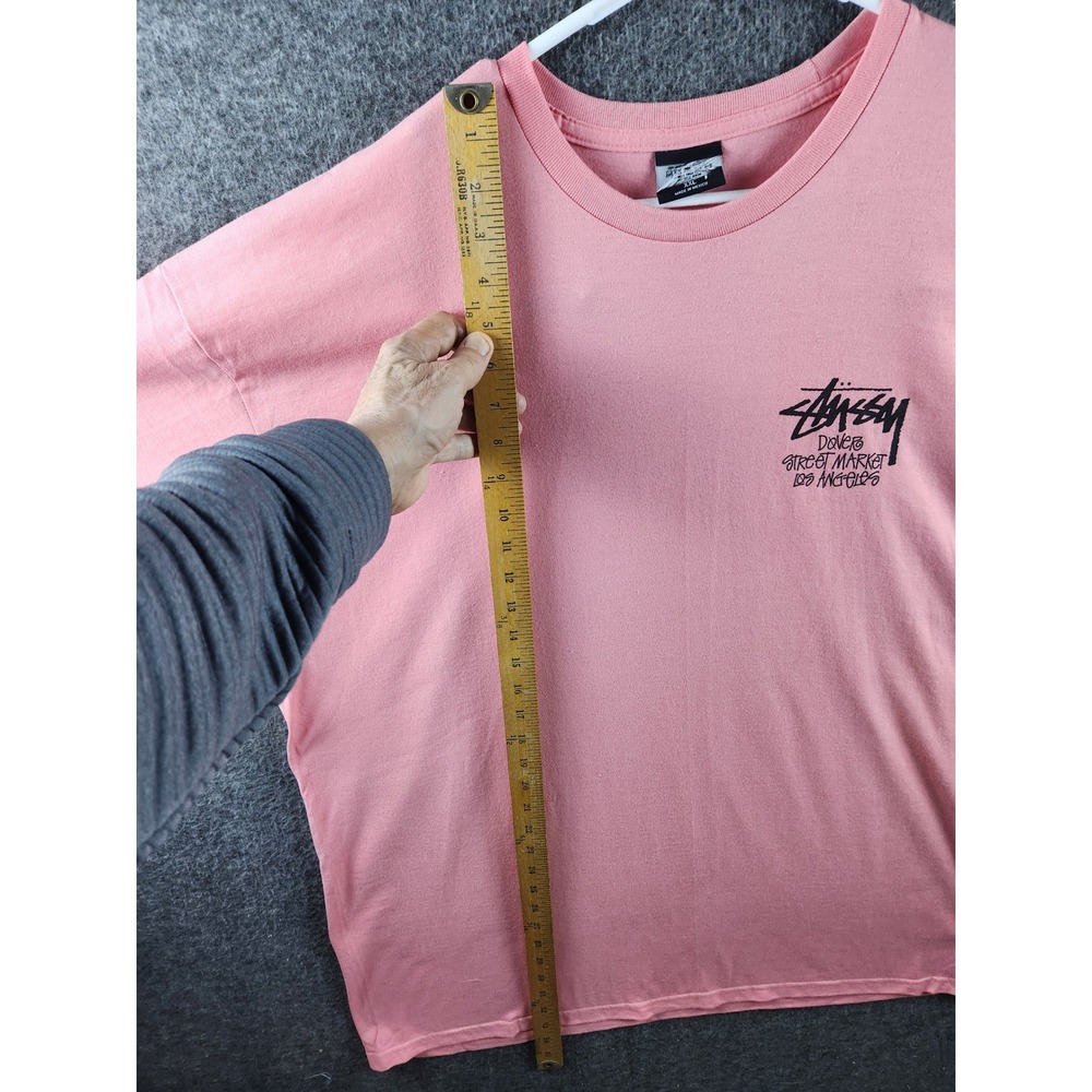 Stussy Dover Street Market LA Tee XL Pink World Tour Logo DSM Shirt Men's - Picture 6 of 8